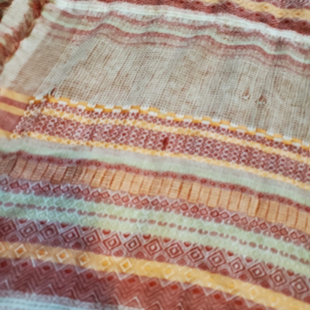Infinity Patterned Red and Orange Striped Scarf - Picture 4 of 11